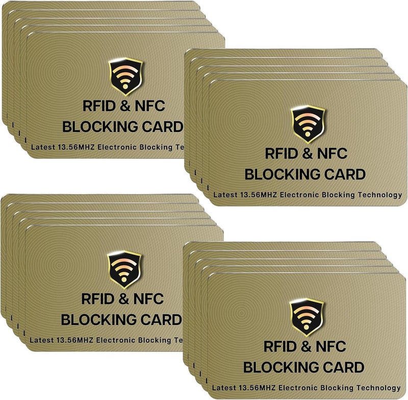 SaiTech IT 20 Pack RFID Cards One Card Protects Entire Wallet Purse For Men & Women, Contactless Bank Debit Credit Card Protector ID ATM Guard Card – Golden - Image 1